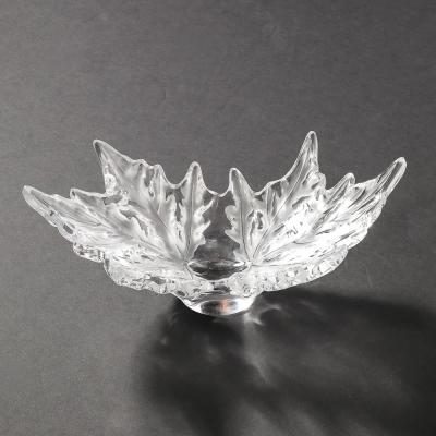 Ren Lalique Lalique Co Mid Century Modernist Crystal Champs lys es Centerpiece Bowl signed Lalique