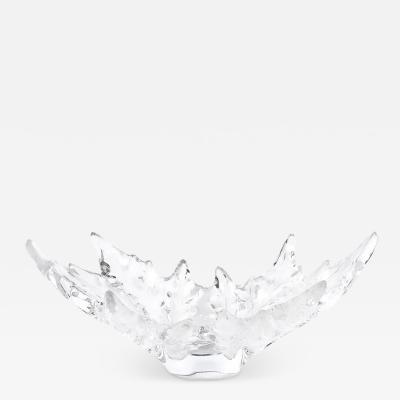 Ren Lalique Lalique Co Mid Century Modernist Crystal Champs lys es Centerpiece Bowl signed Lalique