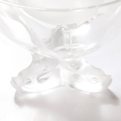 Ren Lalique Lalique Co Mid Century Modernist Igor Pattern Crystal Caviar Serving Bowl signed Lalique