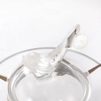 Ren Lalique Lalique Co Mid Century Modernist Igor Pattern Crystal Caviar Serving Bowl signed Lalique