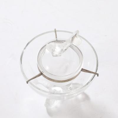 Ren Lalique Lalique Co Mid Century Modernist Igor Pattern Crystal Caviar Serving Bowl signed Lalique