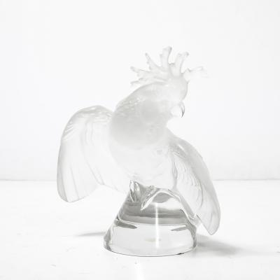 Ren Lalique Lalique Co Mid Century Modernist Sculptural Crystal Cockatiel Sculpture Signed Lalique