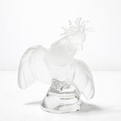 Ren Lalique Lalique Co Mid Century Modernist Sculptural Crystal Cockatiel Sculpture Signed Lalique