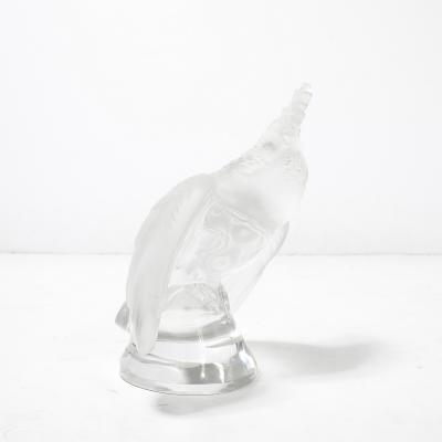 Ren Lalique Lalique Co Mid Century Modernist Sculptural Crystal Cockatiel Sculpture Signed Lalique