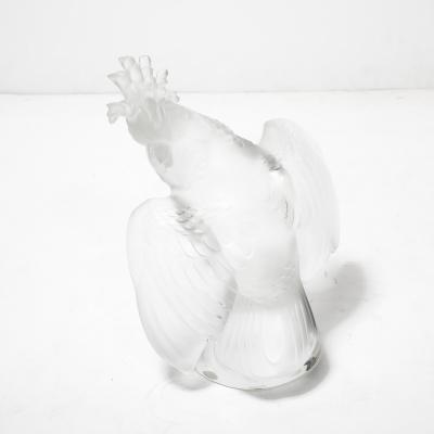 Ren Lalique Lalique Co Mid Century Modernist Sculptural Crystal Cockatiel Sculpture Signed Lalique