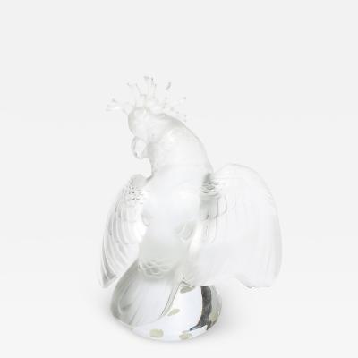 Ren Lalique Lalique Co Mid Century Modernist Sculptural Crystal Cockatiel Sculpture Signed Lalique