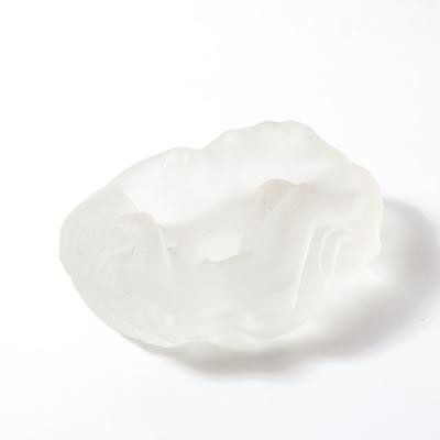 Ren Lalique Lalique Co MidCentury Frosted Glass Sleeping Beauty Sculptural Nude Dish Signed R Lalique