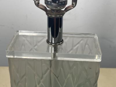 Ren Lalique Lalique Co POST MODERN ART DECO REVIVAL CAST FOREST GLASS LAMPS IN THE MANNER OF LALIQUE