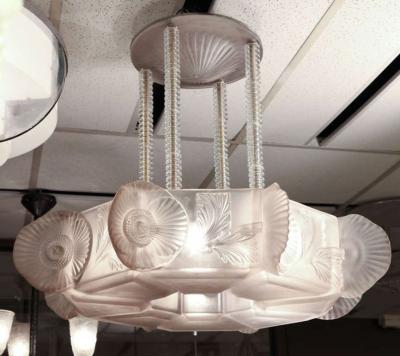 Ren Lalique Lalique Co Rare and Important R Lalique Chandelier Coquelicots 