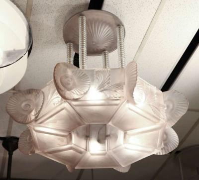 Ren Lalique Lalique Co Rare and Important R Lalique Chandelier Coquelicots 