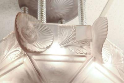 Ren Lalique Lalique Co Rare and Important R Lalique Chandelier Coquelicots 