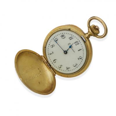 Ren Lalique Lalique Co Ren Lalique Art Nouveau Enamel and 18K Gold Marguerite Pendant Watch