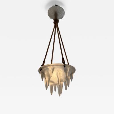 Ren Lalique Lalique Co Ren Lalique French Art Deco moulded glass pendant chandelier circa 1925 1935