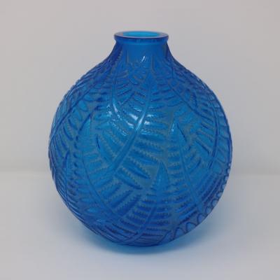 Ren Lalique Lalique Co Rene Lalique Electric Blue Glass Espalion Vase