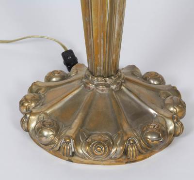 Ren Lalique Lalique Co Table Lamp with a Rene Lalique Rinceaux Shade