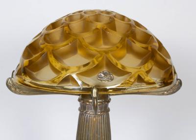 Ren Lalique Lalique Co Table Lamp with a Rene Lalique Rinceaux Shade