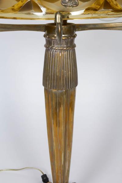 Ren Lalique Lalique Co Table Lamp with a Rene Lalique Rinceaux Shade