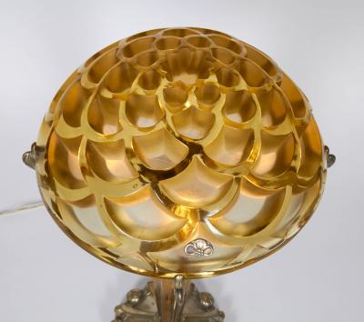 Ren Lalique Lalique Co Table Lamp with a Rene Lalique Rinceaux Shade