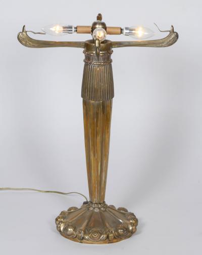 Ren Lalique Lalique Co Table Lamp with a Rene Lalique Rinceaux Shade