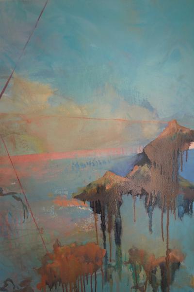 Ren e Rey Follow The Leader Large Blue Oil and Acrylic Painting by Ren e Rey