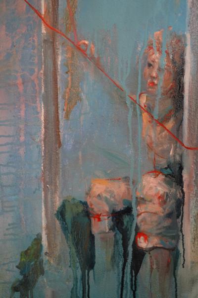 Ren e Rey Follow The Leader Large Blue Oil and Acrylic Painting by Ren e Rey