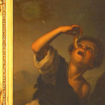 Renaissance Oil Painting of Boys and Dog