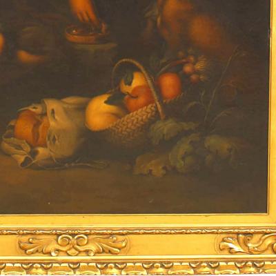Renaissance Oil Painting of Boys and Dog