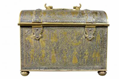 Renaissance Revival Damacened and Bronze Casket