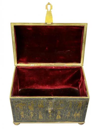 Renaissance Revival Damacened and Bronze Casket