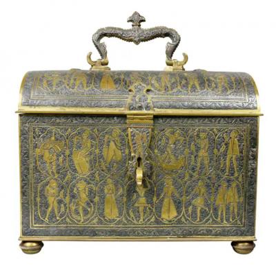 Renaissance Revival Damacened and Bronze Casket