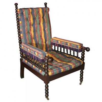 Renaissance Revival Ebonized Bobbin Turned Armchair
