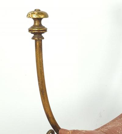 Renaissance Revival Gilt Iron Savonarola Chair Italy circa 1900