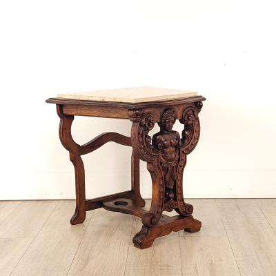 Renaissance Revival Marble Top Side Table 1920s