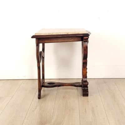Renaissance Revival Marble Top Side Table 1920s