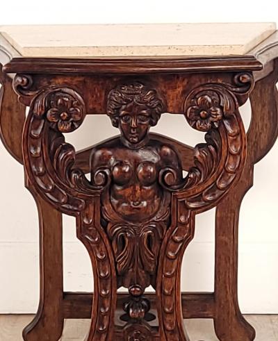 Renaissance Revival Marble Top Side Table 1920s