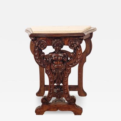 Renaissance Revival Marble Top Side Table 1920s