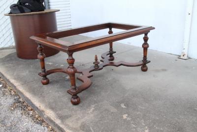 Renaissance Revival Style Coffee Table with Scalloped X Bar Stretcher