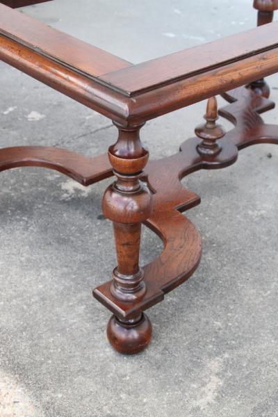 Renaissance Revival Style Coffee Table with Scalloped X Bar Stretcher
