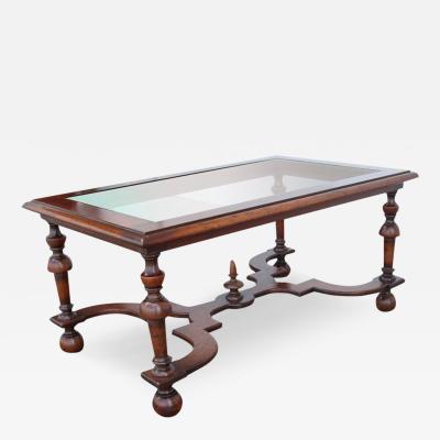 Renaissance Revival Style Coffee Table with Scalloped X Bar Stretcher