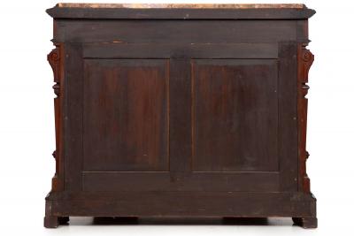 Renaissance Revival Walnut and Marble Cabinet w Bronze Clodion Plaque