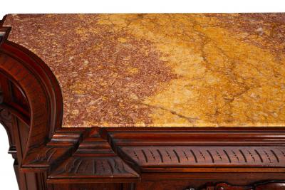 Renaissance Revival Walnut and Marble Cabinet w Bronze Clodion Plaque