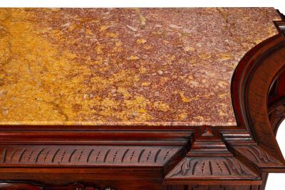 Renaissance Revival Walnut and Marble Cabinet w Bronze Clodion Plaque