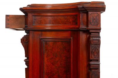 Renaissance Revival Walnut and Marble Cabinet w Bronze Clodion Plaque