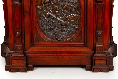 Renaissance Revival Walnut and Marble Cabinet w Bronze Clodion Plaque