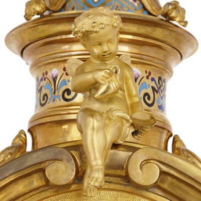 Renaissance Revival enamel and gilt bronze mantel clock