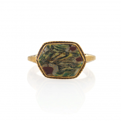 Renaissance Ring with Ancient Roman Mosaic Glass