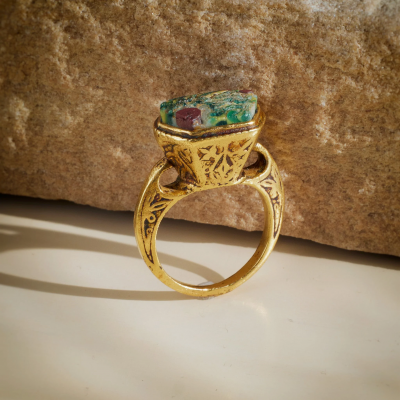 Renaissance Ring with Ancient Roman Mosaic Glass