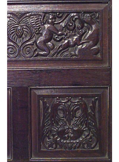 Renaissance Style Carved Oak 3 Fold Screen