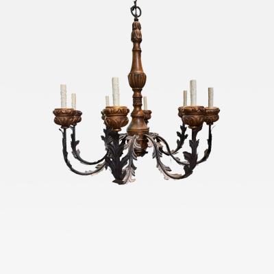 Renaissance Style Giltwood Wrought Iron Chandelier
