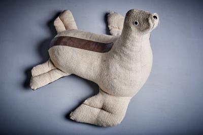Renate M ller Rare Leather and Jute Therapeutic Toy Seal by Renate Muller